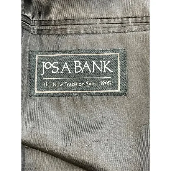 Jos A Bank Suit Men 48R Black 100% Wool 2-Button Pants 43 x 31 - 2 Piece Set